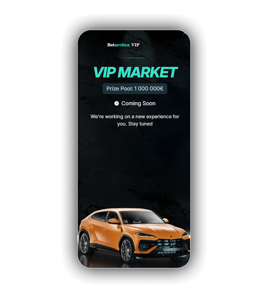 VIP Market van Betarctica met een Prize Pool van een miljoen euro en een oranje Lamborghini Urus